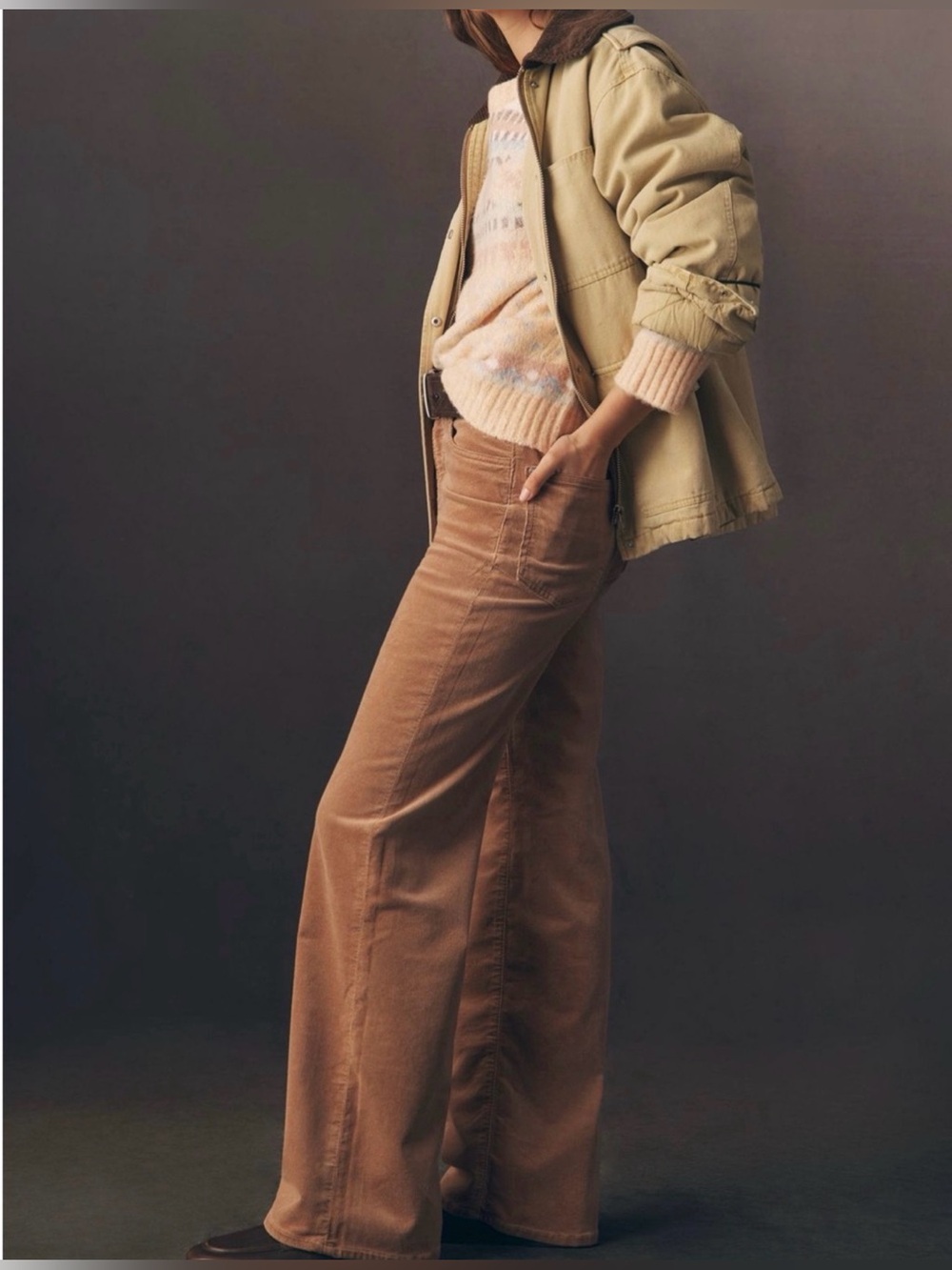 Austyn Tan Corduroy 29 Anthropologie High Rise Wide Leg Jeans Pants NWOT $158 - Picture 3 of 9
